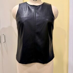 J Crew Factory Black Leather Sleeveless Top